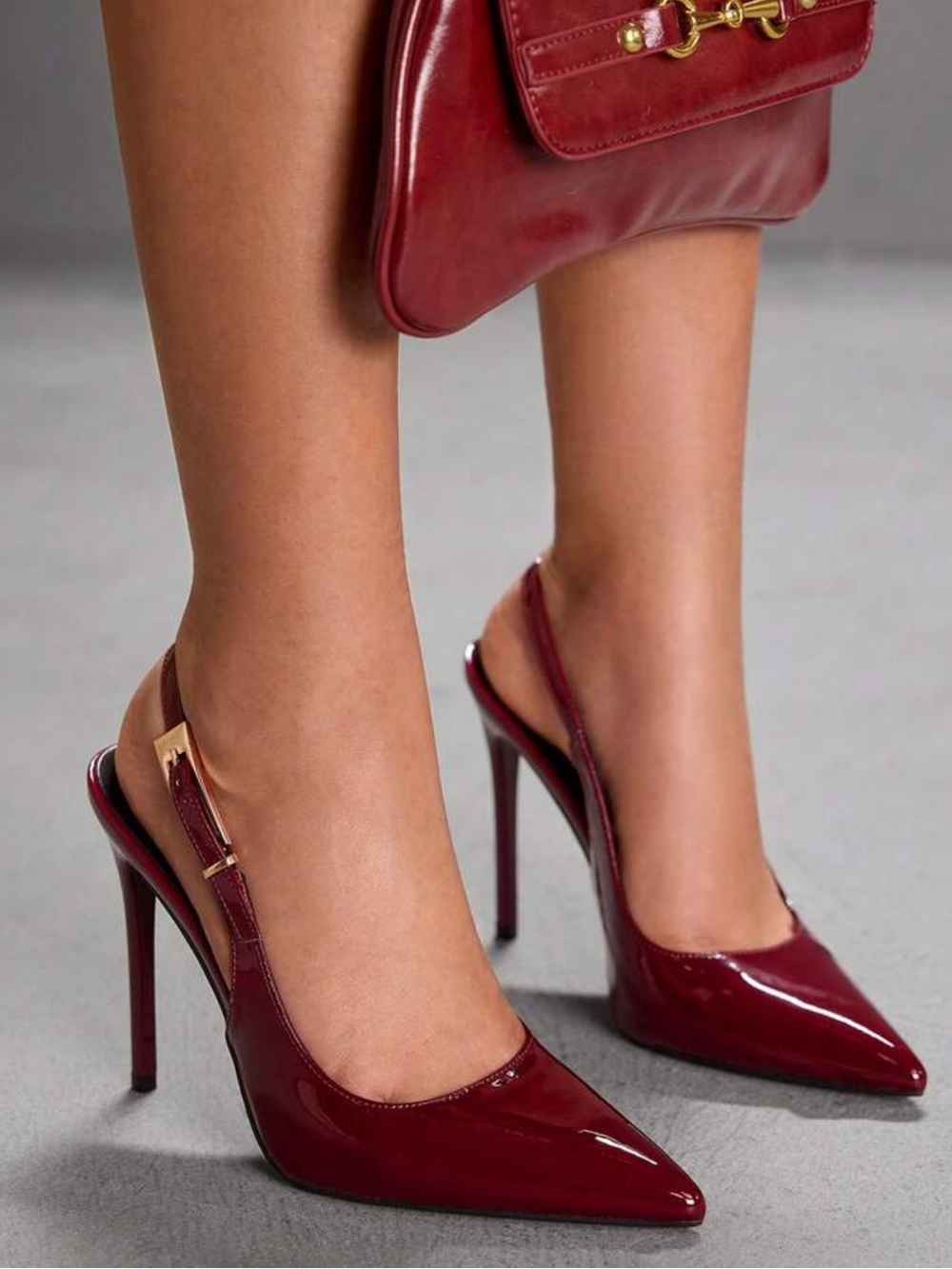 CUCCOO SZL Pointed Toe Stiletto High Heel Wine Red Fashionable Evening